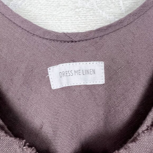Dress Me Linen lavender raw hem sleeveless A-line maxi dress lagenlook boho L - Picture 6 of 8